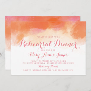 Convite O jantar de ensaio cora aguarela coral cor-de-rosa