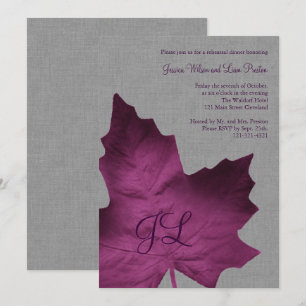Convite O jantar de ensaio Monogrammed de linho roxo