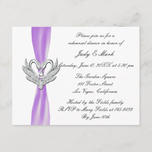 Convite O jantar de ensaio roxo das cisnes da prata da