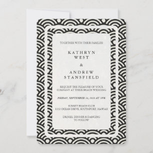 Convite O japonês Seigaiha acena o casamento de praia