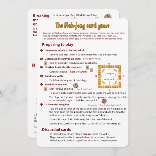 Convite O jogo de cartas Mah-Jong - Diferenças (Frente/Verso)