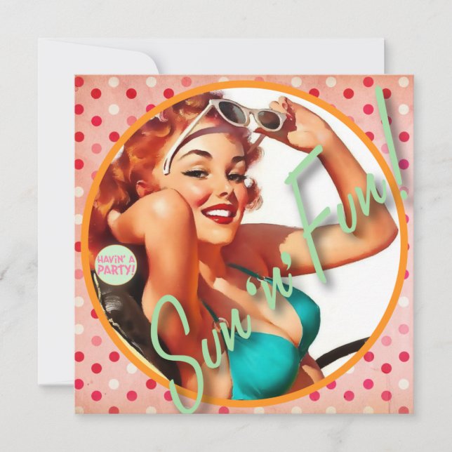 Convite O kitsch Bitsch: Divertimento de Sun "n" (Frente)