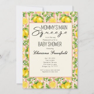 Convite O Lemon Pink Girl Baby Shower da Mamãe Querida