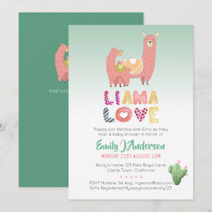 Convite O Llama Diversão A Mamãe Baby Love Fiesta Cactos