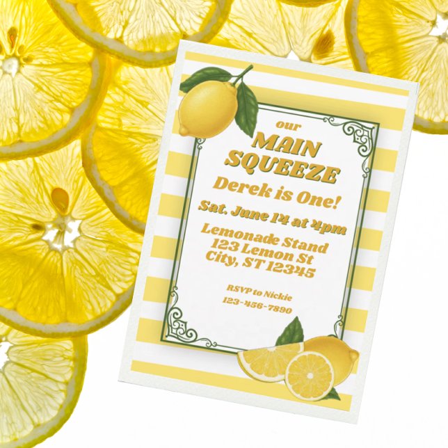 Convite O Main Squeeze faz um ano, Lemon primeiro aniversá (Criador carregado)