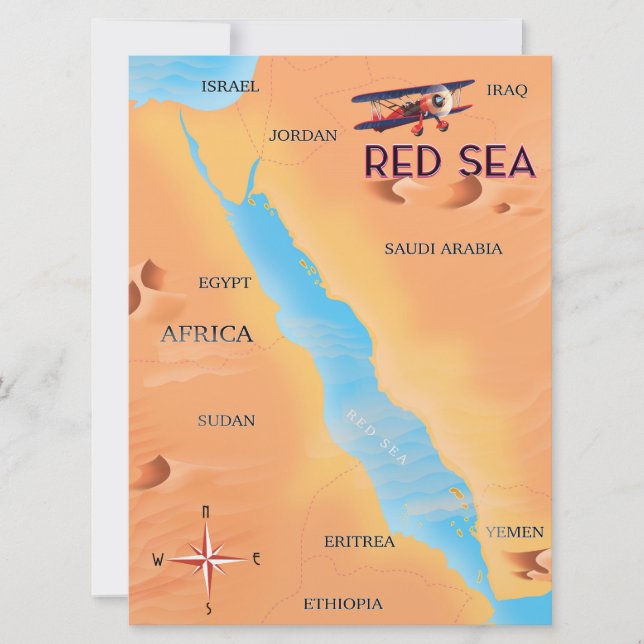 Convite O Mapa de Viagem do Mar Vermelho (Frente)