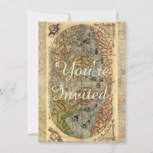 Convite O mapa mundial do Atlas de Vintagem Continentes Hi