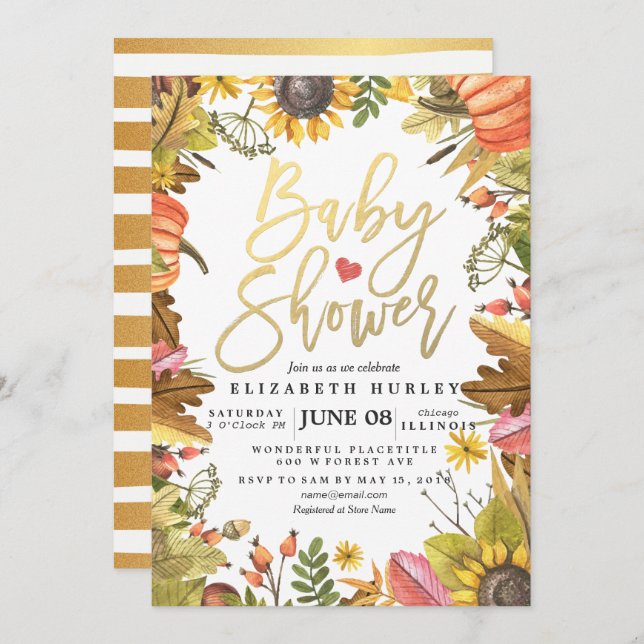 Convite O Mapeamento de outono deixa placas de Chá de fral (Frente/Verso)