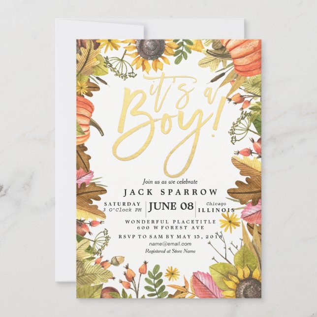 Convite O Mapeamento de outono deixa placas de Chá de fral (Frente)