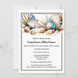 Convite O mar da praia é um tema náutico elegante e irides