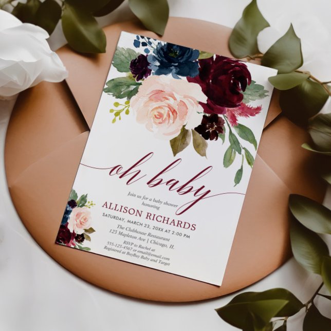 Convite Ó marinho azul-rosa-rosa-azul-chá de fraldas (Criador carregado)