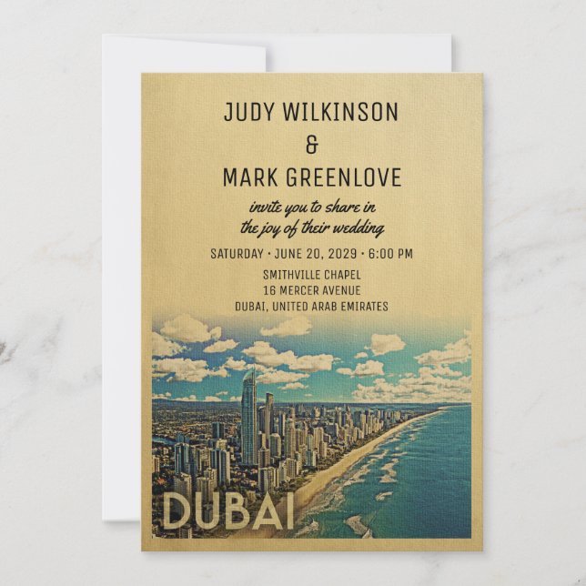 Convite O Médio do Dubai Invitation Vintage Century (Frente)
