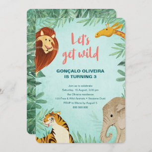Convite O menino do partido da selva do aniversário dos