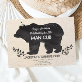 Convite O Menino Urso Garoto Da Madeira Primeiro Aniversár