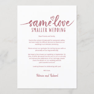 Convite O Mesmo Amor Casamento Menor Reduzir o Casamento