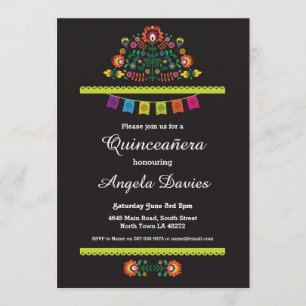Convite O mexicano da festa de aniversário de Quinceañer