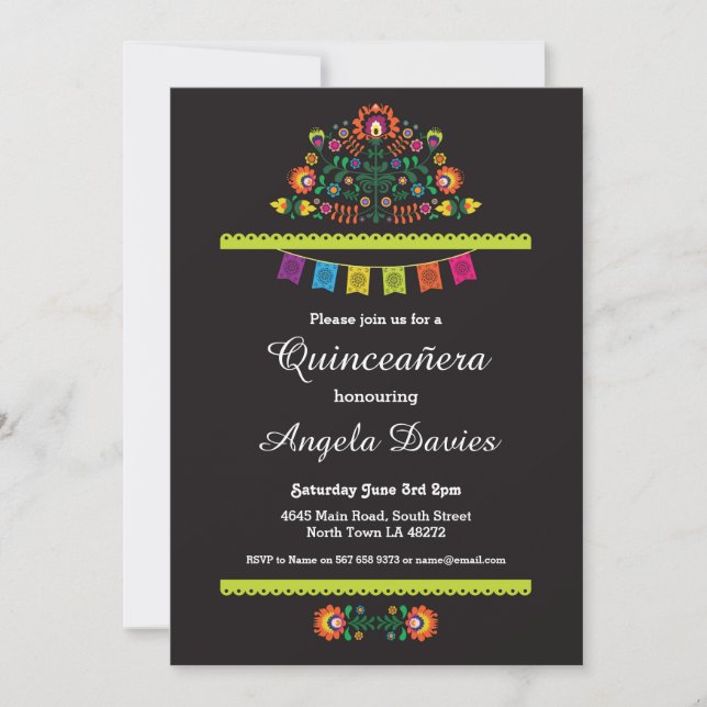 Convite O mexicano da festa de aniversário de Quinceañera (Frente)