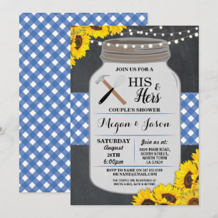 Convite O Noivado Azul Do Seu Chá E Do Seu Casal Convidou