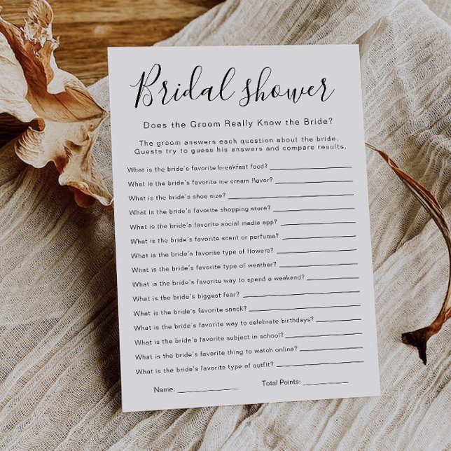 Convite O Noivo Realmente Conhece o Jogo da Noiva, (Does the Groom Really Know the Bride Game, Invitation)