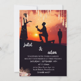 Convite O nosso casamento elegante e apressado da noite