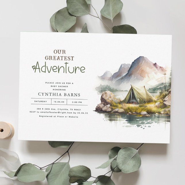 Convite O nosso maior Chá de fraldas de aventura monta-se (Our Greatest Adventure Baby Shower Invitations)
