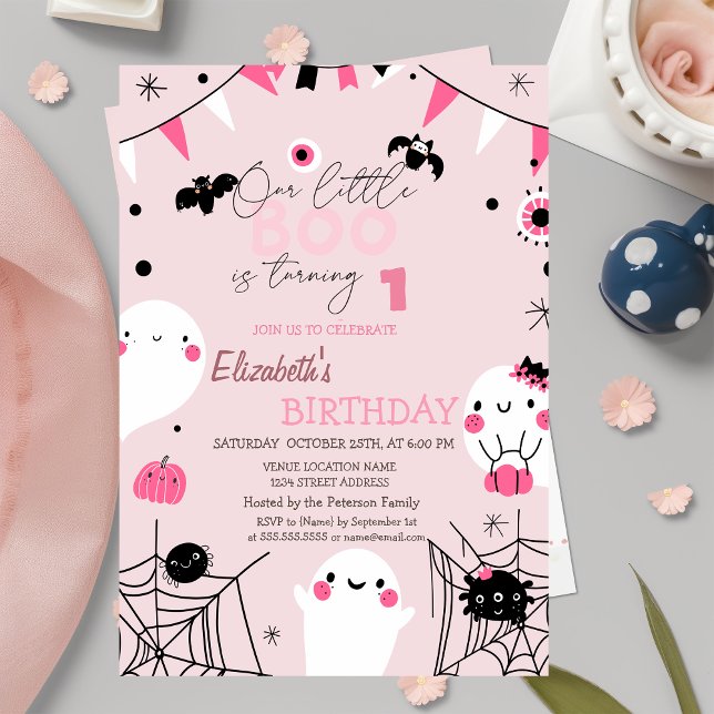 Convite O nosso pequeno aniversário do Boo Halloween (Criador carregado)