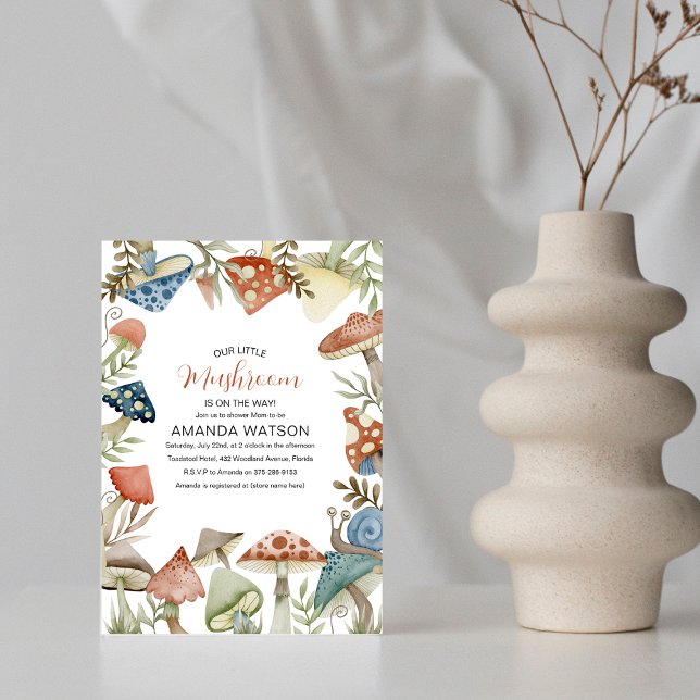 Convite O nosso pequeno Cogumelo está a caminho! Chá de fr (Criador carregado)