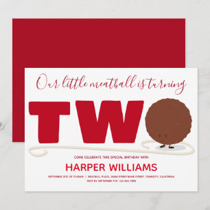 Convite O Nosso Pequeno Meatball A Virar Dois Anos