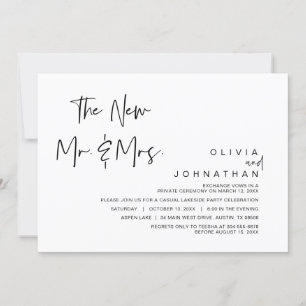 Convite O Novo Sr e Sra, Festa de Casamento às Escuras