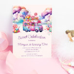 Convite O orçamento de aniversário do Sweet Candy Lane Kid<br><div class="desc">Nossa coleção de aniversários de criança "Sweet Celebration Candy Lane" apresenta um caminhão de doces coloridos,  picolés e doces em cores brilhantes,  combinados com tipografia química para uma perfeita celebração de aniversário. Verifique se há itens correspondentes na nossa loja.</div>