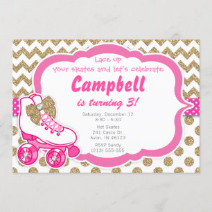 Convite O ouro do brilho do skate de rolo e o aniversário
