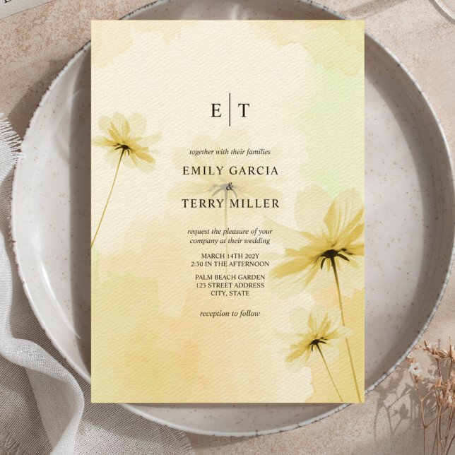 Convite O Ouro Hour Grace Foto e Casamento Monograma (Criador carregado)