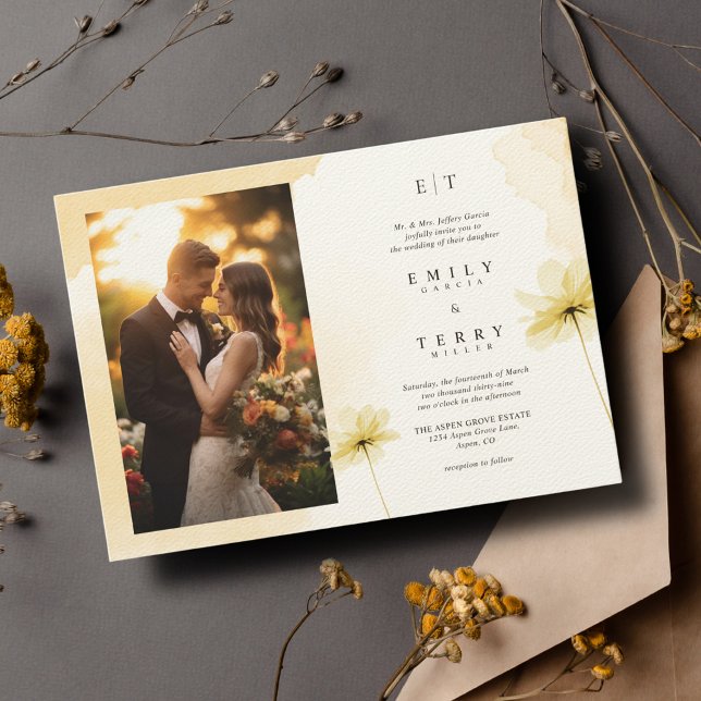 Convite O Ouro Hour Grace Foto e Casamento Monograma (Criador carregado)