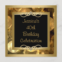 Convite O ouro preto elegante borbulha partido do quadro