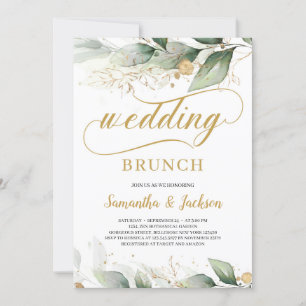Convite O ouro verde eucalipto deixa o brunch de casamento