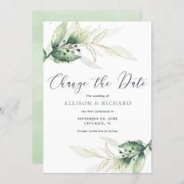 Convite O ouro verde simples Mude o casamento Data