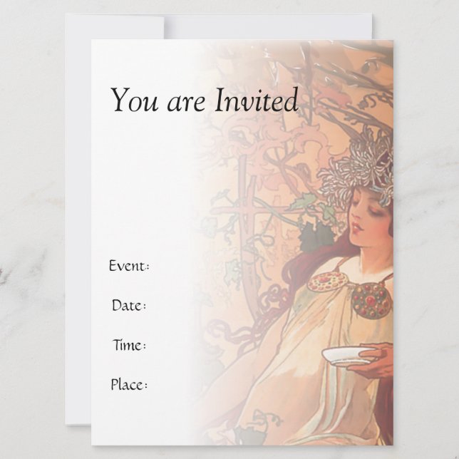 Convite O outono - Alphonse Mucha (Frente)