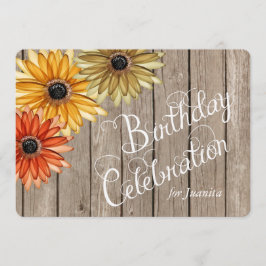 Convite O outono de madeira da prancha floresce o