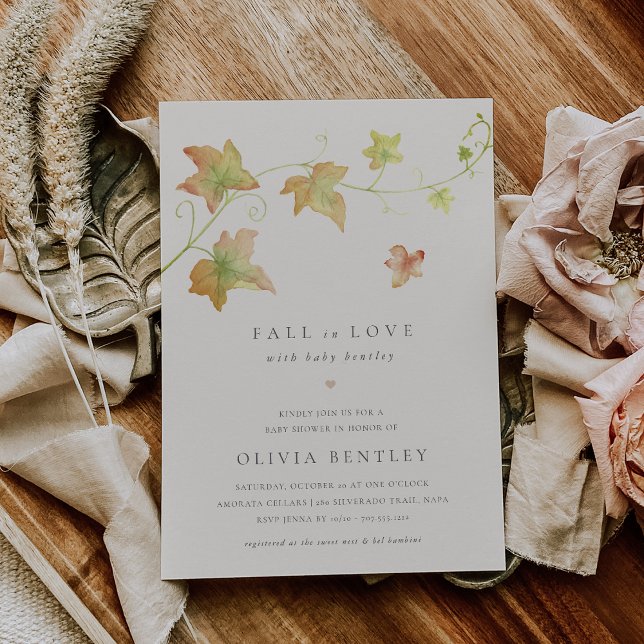 Convite O outono deixa Chá de fraldas de queda moderna (Criador carregado)