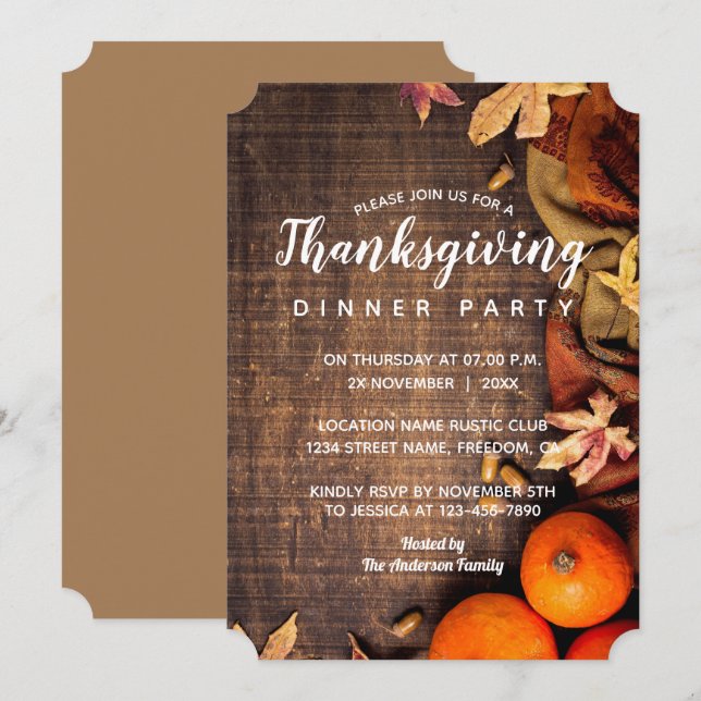 Convite O outono deixa Janto Russo de Ação de Graças de Pu (Frente/Verso)