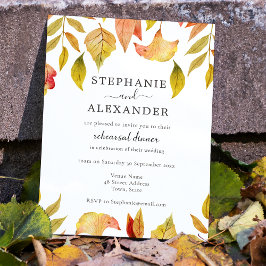 Convite O outono deixa o Janto de ensaio de casamento