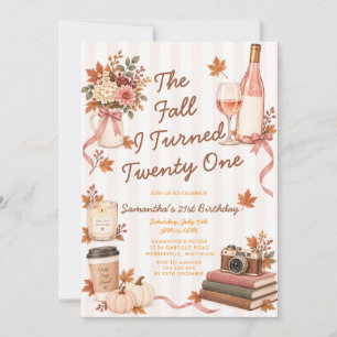 Convite O Outono em que Fiz 21 Anos Floral de Aniversário