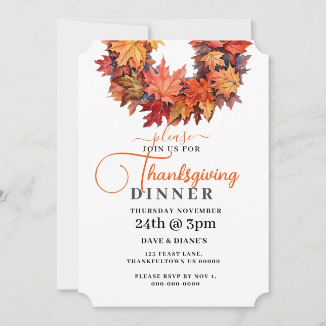 Convite O outono Vermelho e Laranja deixa o guincho de açã (Frente)