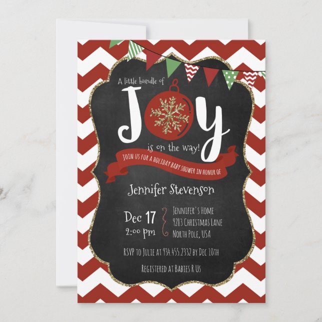 Convite O pacote de alegria está no chá de fraldas (Frente)