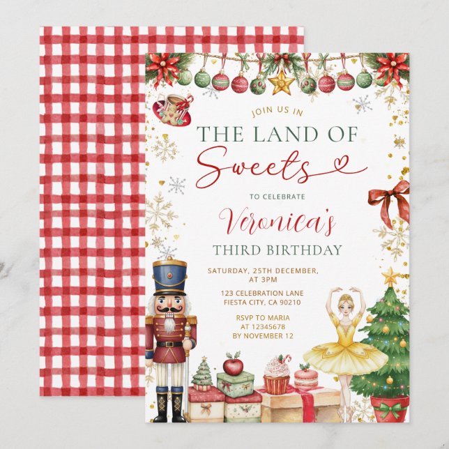 Convite O País dos Doces Nutcracker Natal Aniversário (Frente/Verso)
