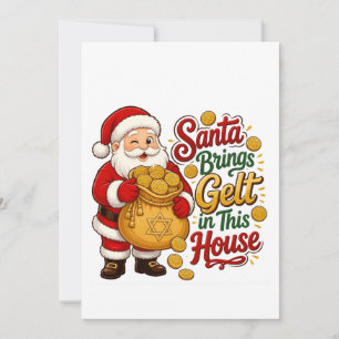 Convite O Papai Noel traz Gelt nesta Casa Christmukkah Jud