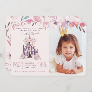 Convite o partido da foto do aniversário do teepee convida