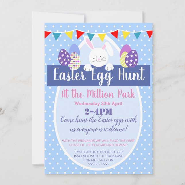 Convite o partido da páscoa da caça do ovo da páscoa (Frente)