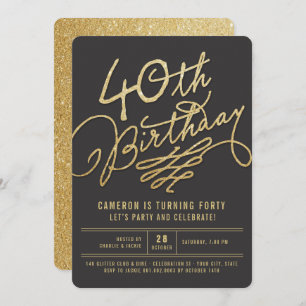 Convite O partido de aniversário de 40 anos adulto Glam do