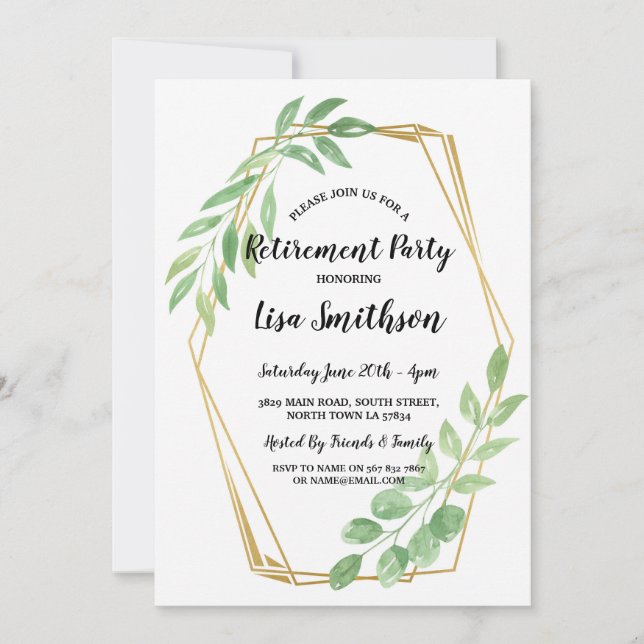 Convite O partido de aposentadoria sae do verão Dourado do (Frente)